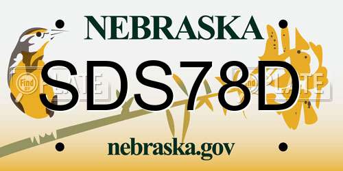SDS78D Nebraska License Plate