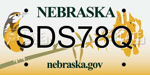 SDS78Q Nebraska License Plate