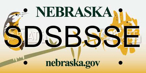 SDSBSSE Nebraska License Plate