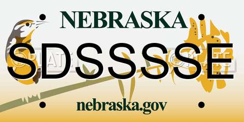 SDSSSSE Nebraska License Plate