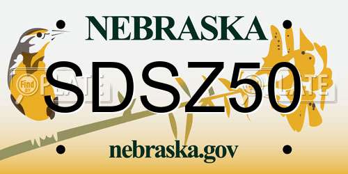 SDSZ50 Nebraska License Plate