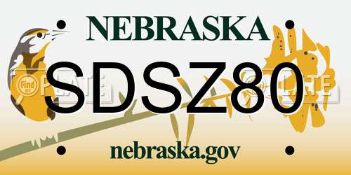 SDSZ80 Nebraska License Plate