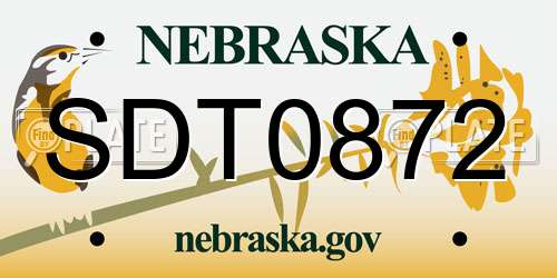 SDT0872 Nebraska License Plate