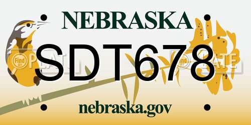 SDT678 Nebraska License Plate