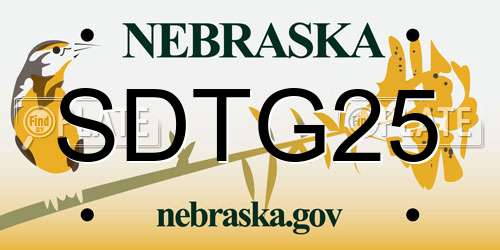 SDTG25 Nebraska License Plate