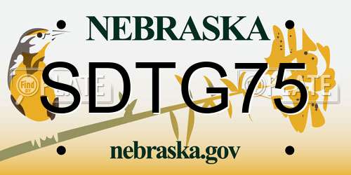 SDTG75 Nebraska License Plate