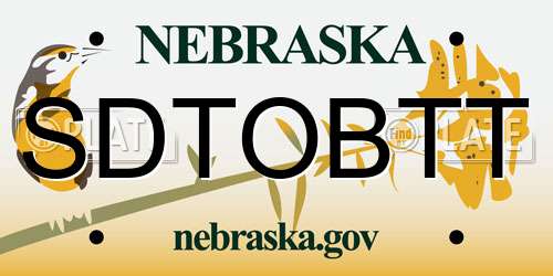 SDTOBTT Nebraska License Plate