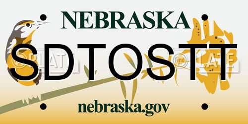SDTOSTT Nebraska License Plate
