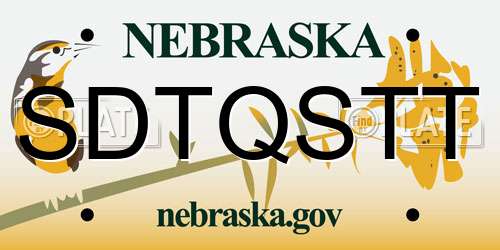 SDTQSTT Nebraska License Plate
