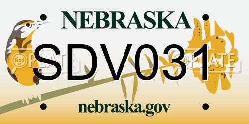 SDV031 Nebraska License Plate
