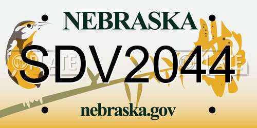 SDV2044 Nebraska License Plate