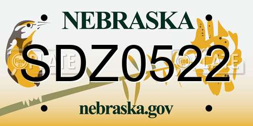 SDZ0522 Nebraska License Plate