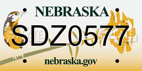 SDZ0577 Nebraska License Plate