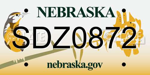 SDZ0872 Nebraska License Plate