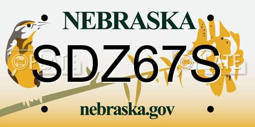 SDZ67S Nebraska License Plate