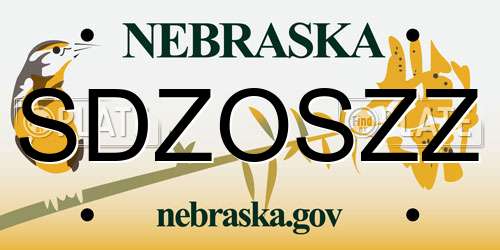 SDZOSZZ Nebraska License Plate