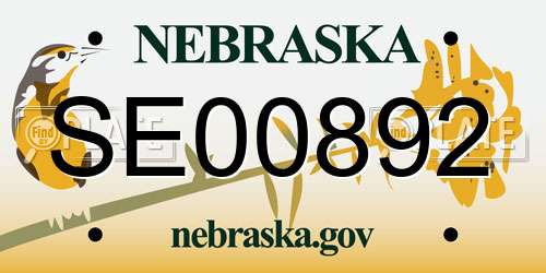 SE00892 Nebraska License Plate