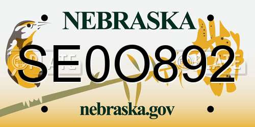 SE0O892 Nebraska License Plate