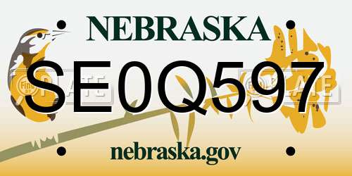 SE0Q597 Nebraska License Plate