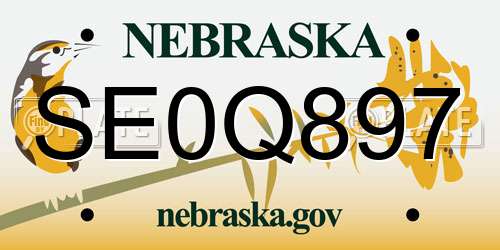 SE0Q897 Nebraska License Plate