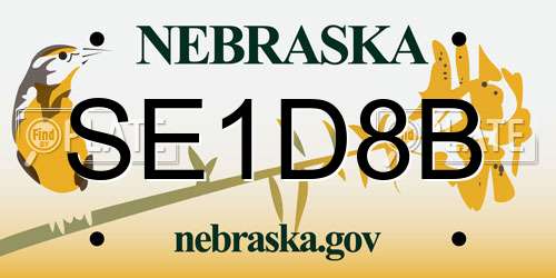 SE1D8B Nebraska License Plate