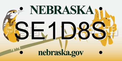 SE1D8S Nebraska License Plate