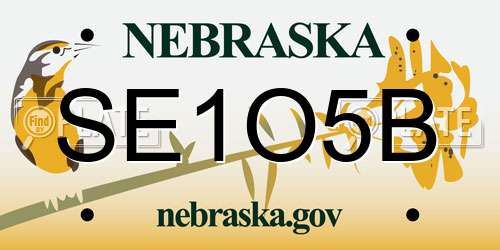 SE1O5B Nebraska License Plate