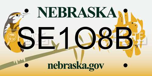 SE1O8B Nebraska License Plate