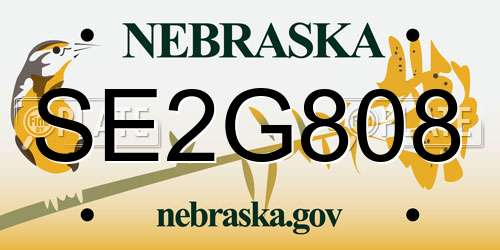 SE2G808 Nebraska License Plate