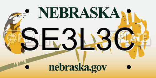 SE3L3C Nebraska License Plate