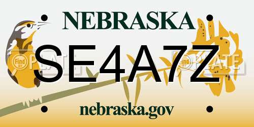 SE4A7Z Nebraska License Plate