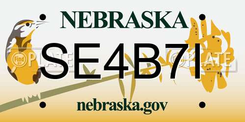 SE4B7I Nebraska License Plate