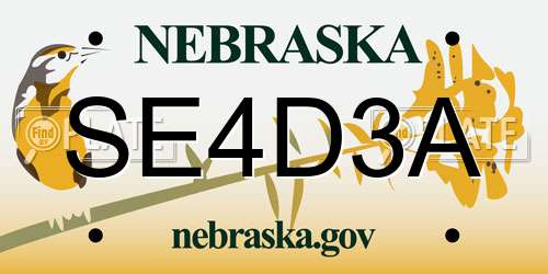 SE4D3A Nebraska License Plate