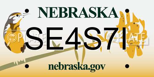 SE4S7I Nebraska License Plate