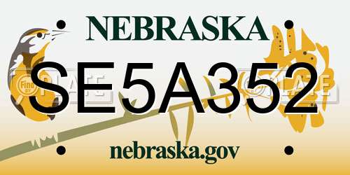 SE5A352 Nebraska License Plate