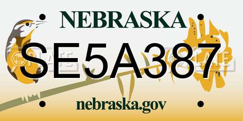 SE5A387 Nebraska License Plate