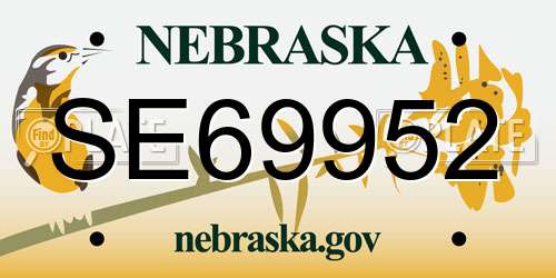 SE69952 Nebraska License Plate