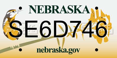 SE6D746 Nebraska License Plate