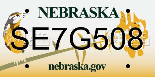 SE7G508 Nebraska License Plate