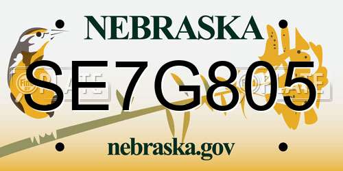 SE7G805 Nebraska License Plate