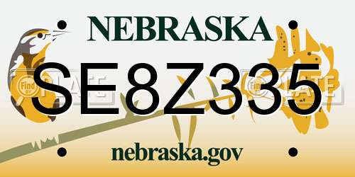 SE8Z335 Nebraska License Plate