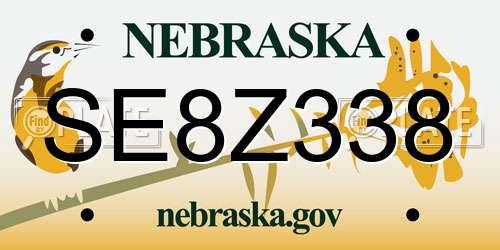 SE8Z338 Nebraska License Plate