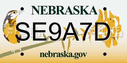 SE9A7D Nebraska License Plate