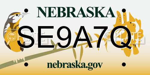 SE9A7Q Nebraska License Plate