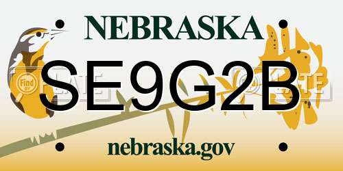 SE9G2B Nebraska License Plate