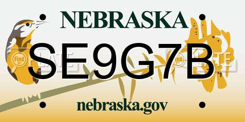 SE9G7B Nebraska License Plate