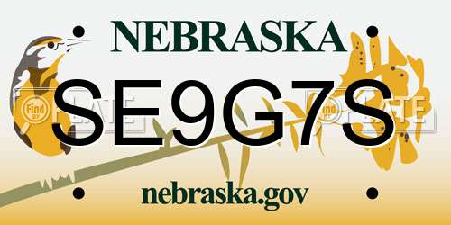 SE9G7S Nebraska License Plate