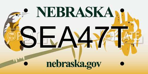 SEA47T Nebraska License Plate