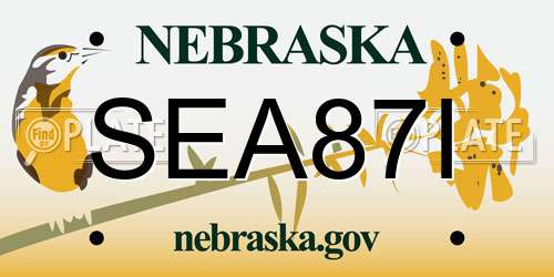 SEA87I Nebraska License Plate