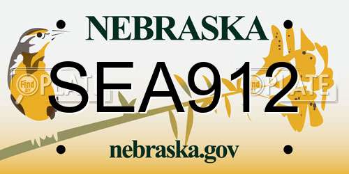 SEA912 Nebraska License Plate